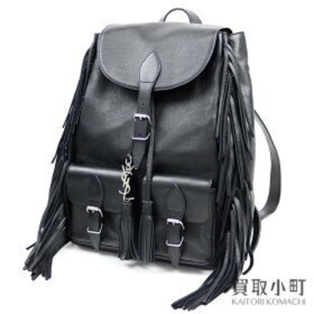 Saint Laurent Paris Festival Fringe Backpack Black Calfskin Leather